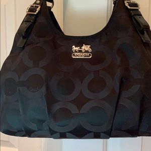 Coach 17689 Madison OpArt Sateen Maggie Black Bag